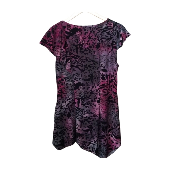 Tye dye effect velvet tunic top with ruffle - Picture 5 of 7